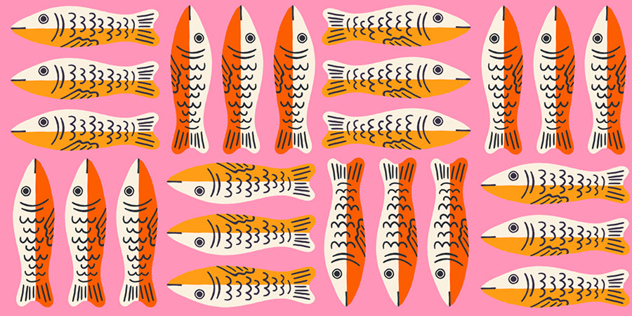 Ruby Star Society 1-800-Calico - Sardines on Pink (RS416811)