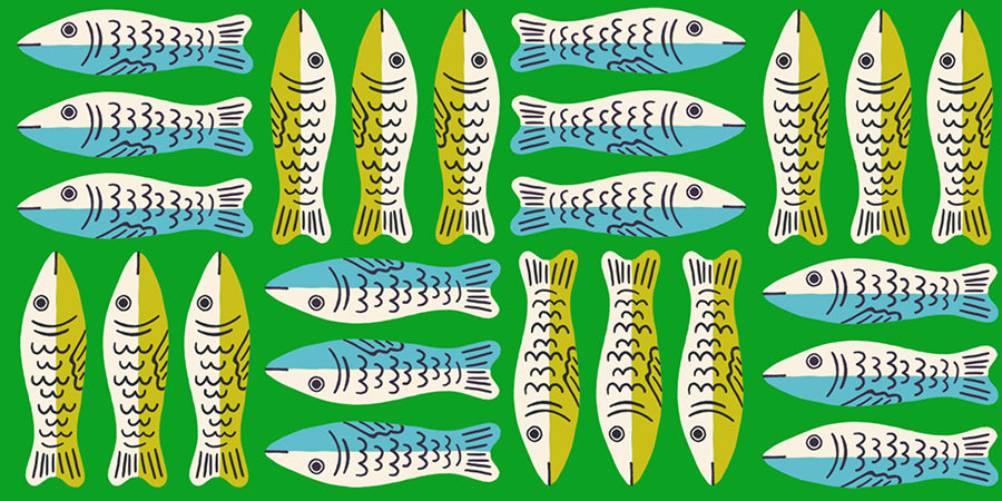 Ruby Star Society 1-800-Calico - Sardines on Green (RS416814)