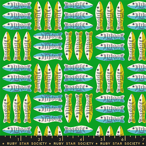 Ruby Star Society 1-800-Calico - Sardines on Green (RS416814)