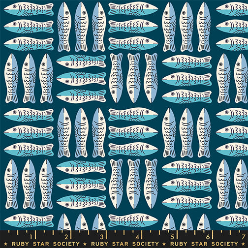 Ruby Star Society 1-800-Calico - Sardines on Navy (RS416815)