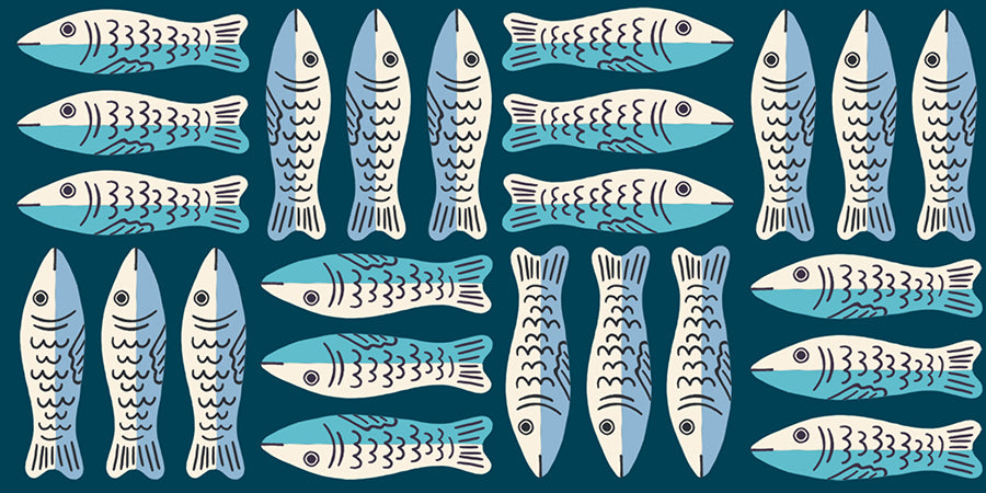 Ruby Star Society 1-800-Calico - Sardines on Navy (RS416815)