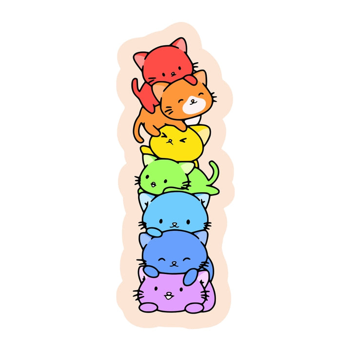 Rainbow Cat Stack Vinyl Sticker