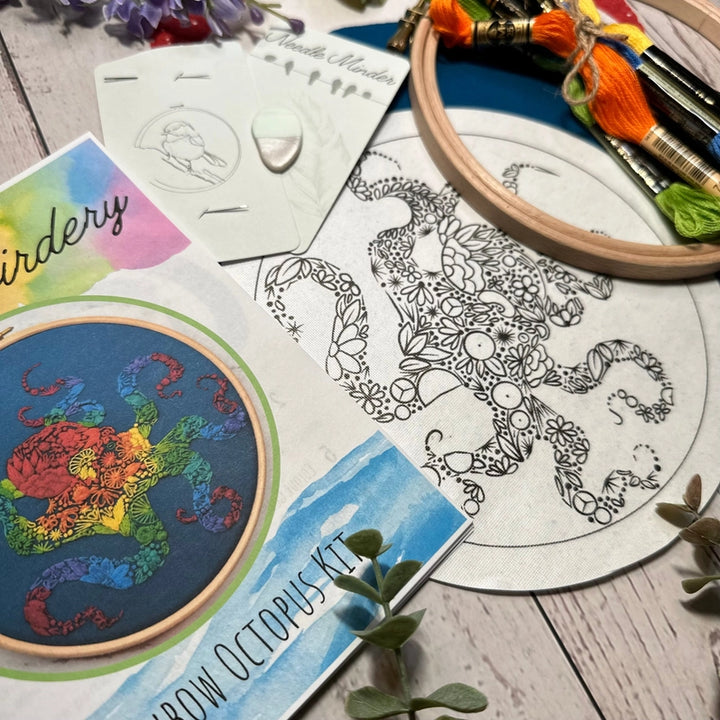 Rainbow Octopus Embroidery Kit