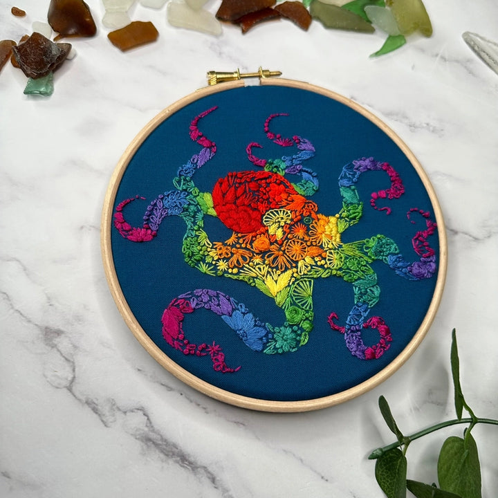 Rainbow Octopus Embroidery Kit