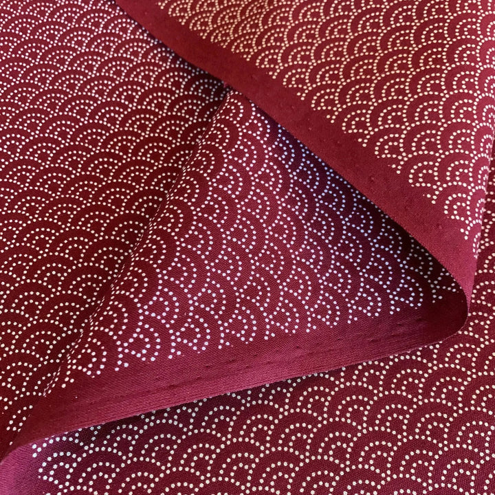 Sevenberry Kasuri : Dotted Waves on Dark Red (SB22234)