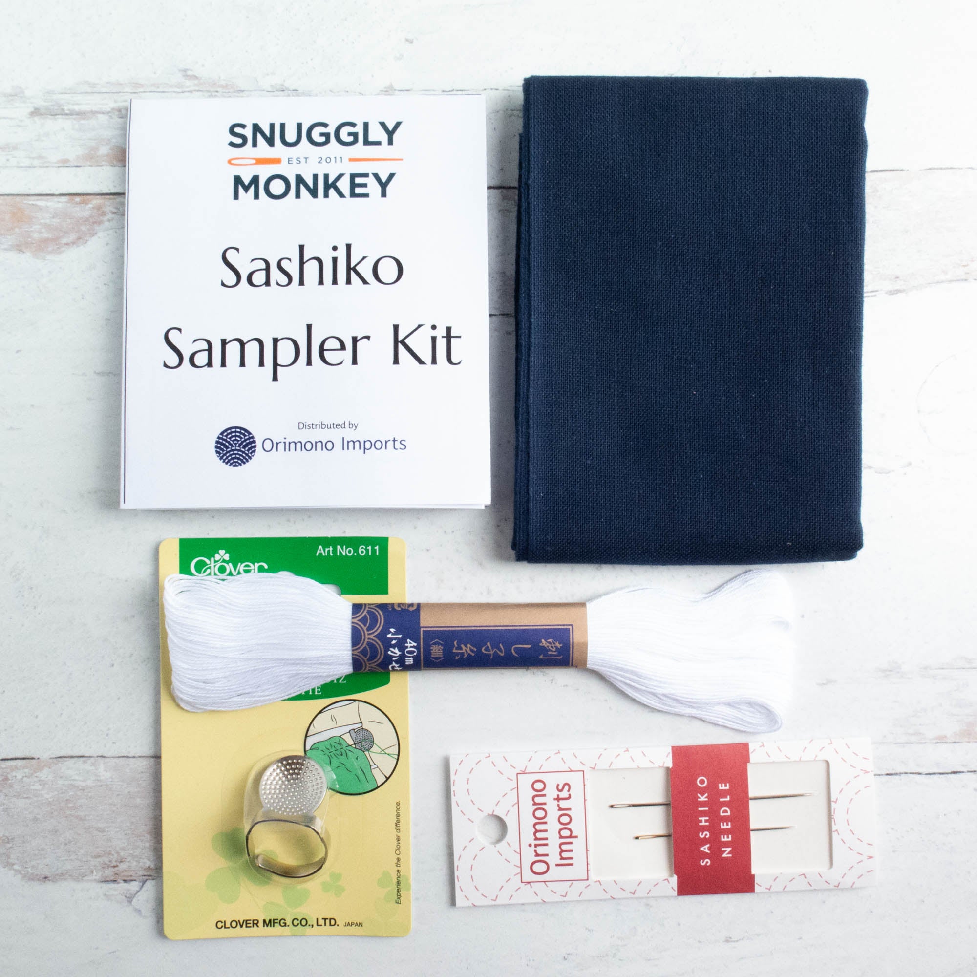 Fan and Basketweave Complete Sashiko Kit – Snuggly Monkey
