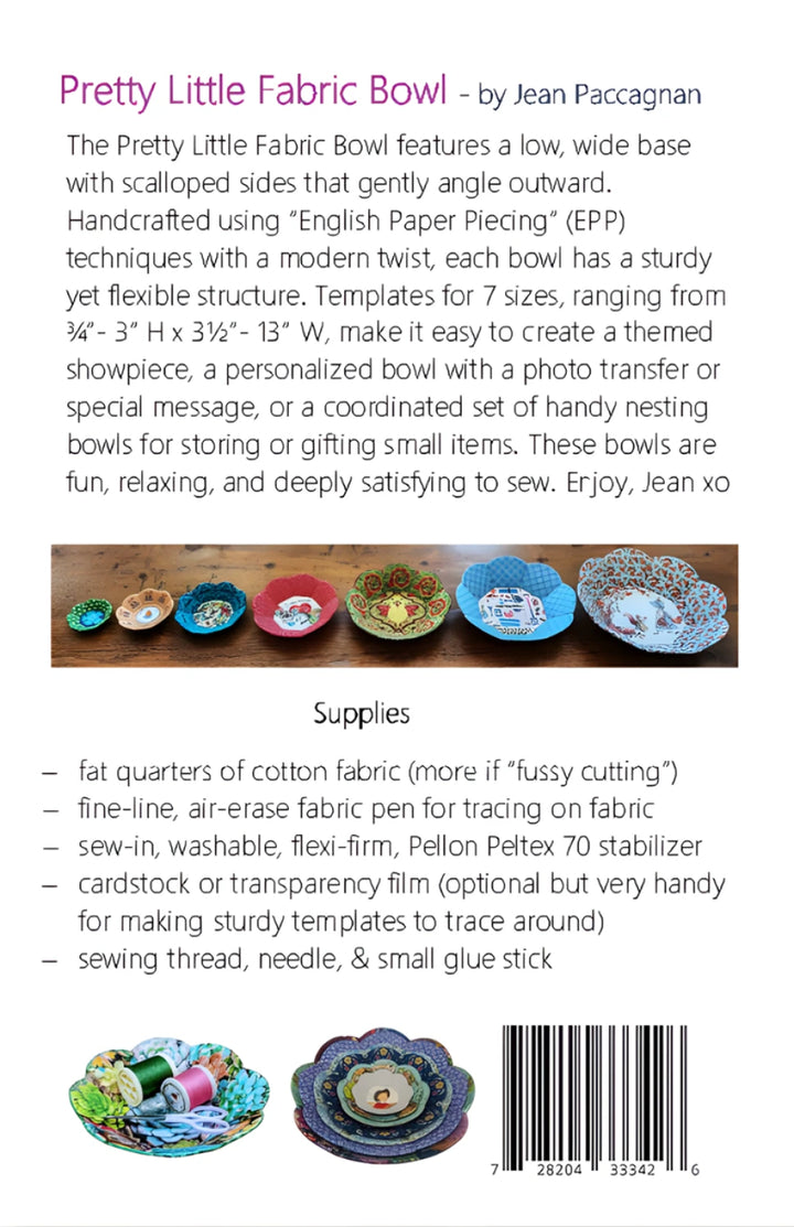 English Paper Piecing Bowls Pattern - The Pretty Little Fabric Bowl