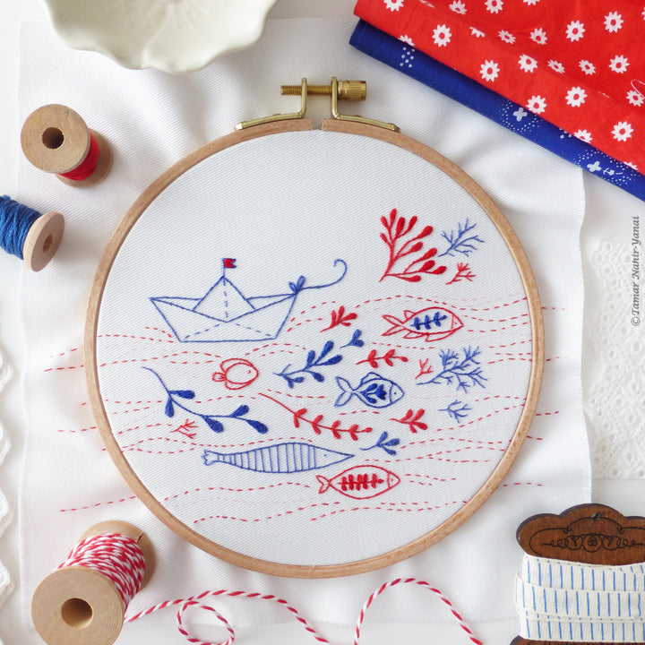 Sailing Upstream Embroidery Kit