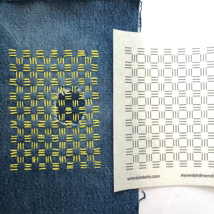Stick & Stitch Sashiko Mending Patterns - Green Set