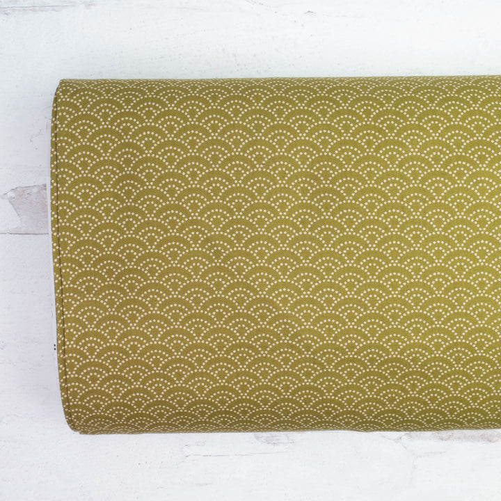 Sevenberry Kasuri : Dotted Waves on Olive Green (SBK22D33)
