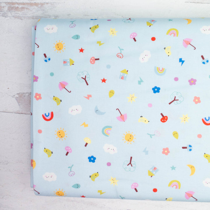 Paper + Cloth Cotton Fabric - Whatever the Weather in Rain (MD25143 12)