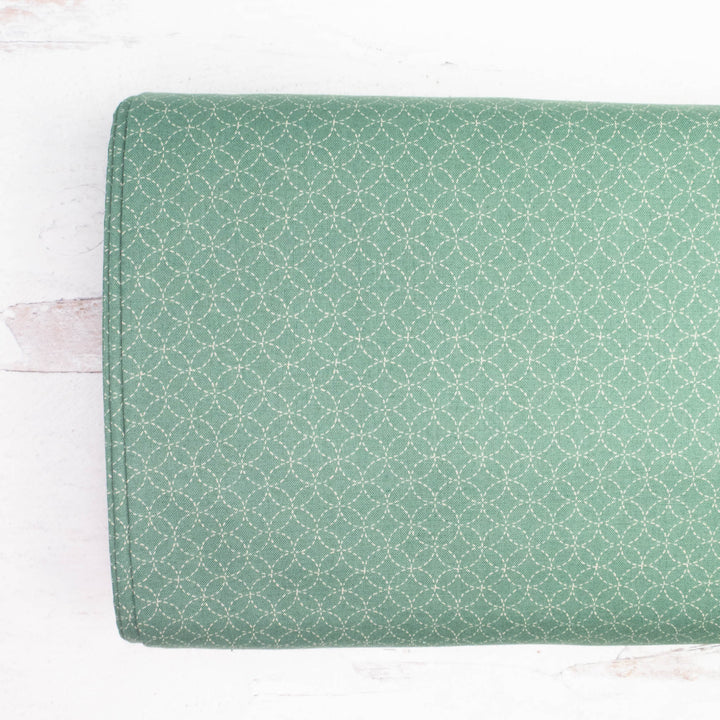 Sevenberry Kasuri : Sashiko Shippo Tsunagi on Dusty Teal (SBK22D113)