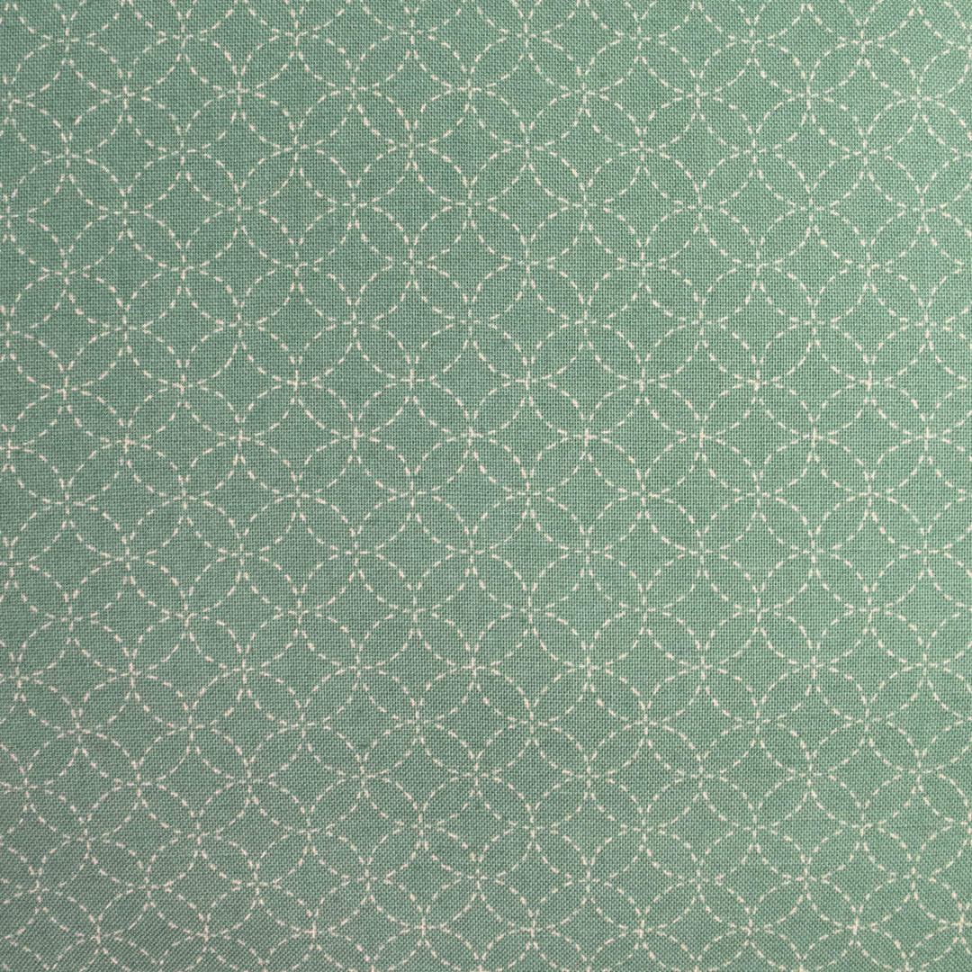 Sevenberry Kasuri : Sashiko Shippo Tsunagi on Dusty Teal (SBK22D113)