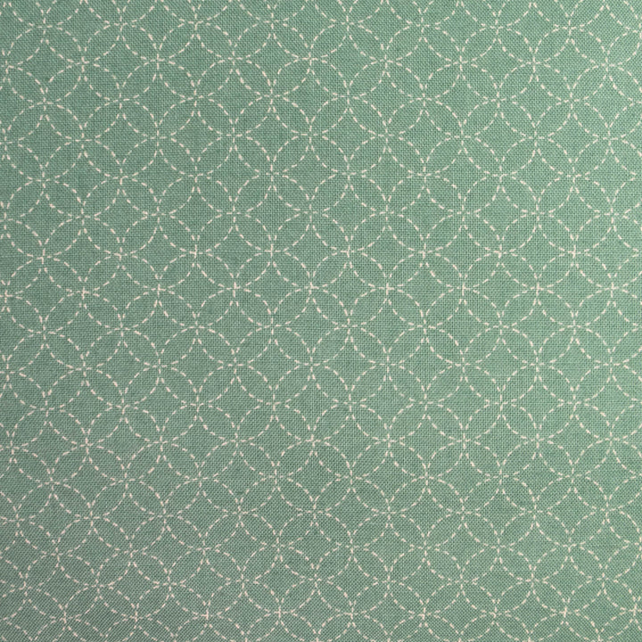 Sevenberry Kasuri : Sashiko Shippo Tsunagi on Dusty Teal (SBK22D113)