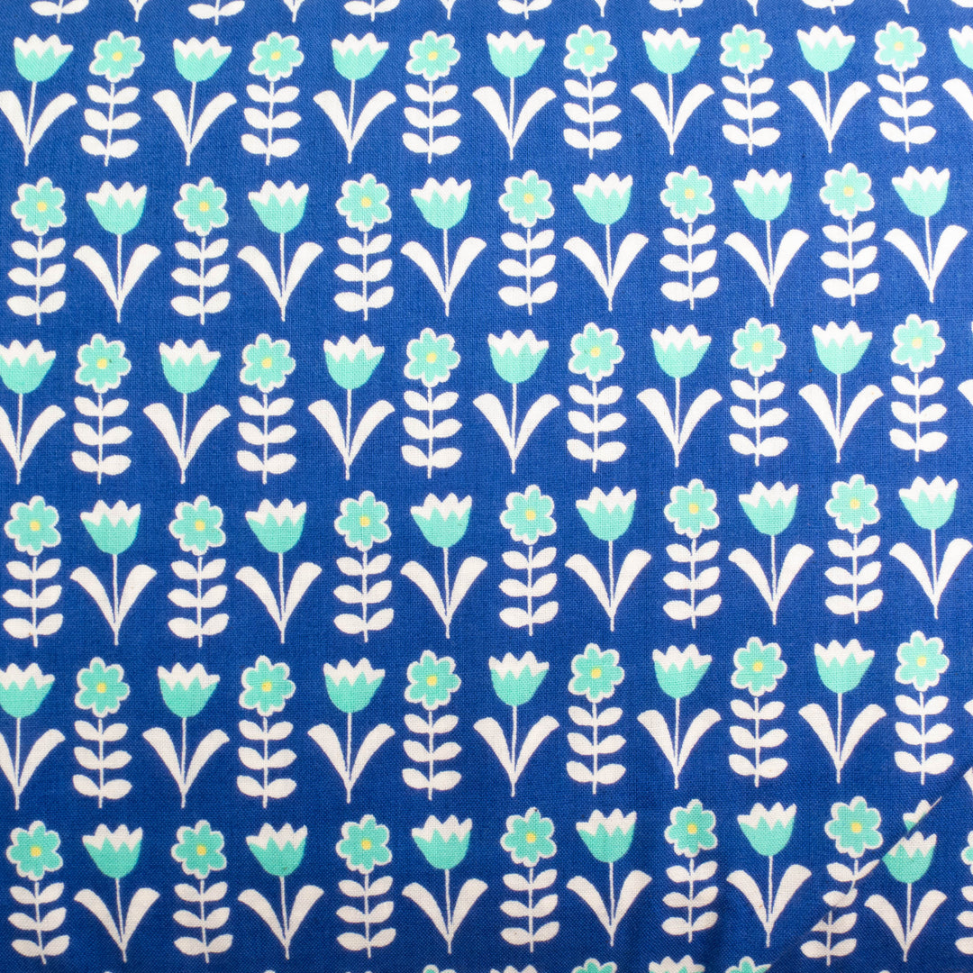 Sevenberry Japanese Cotton Fabric - Little Pocket Flowers Navy (SB613-D16)