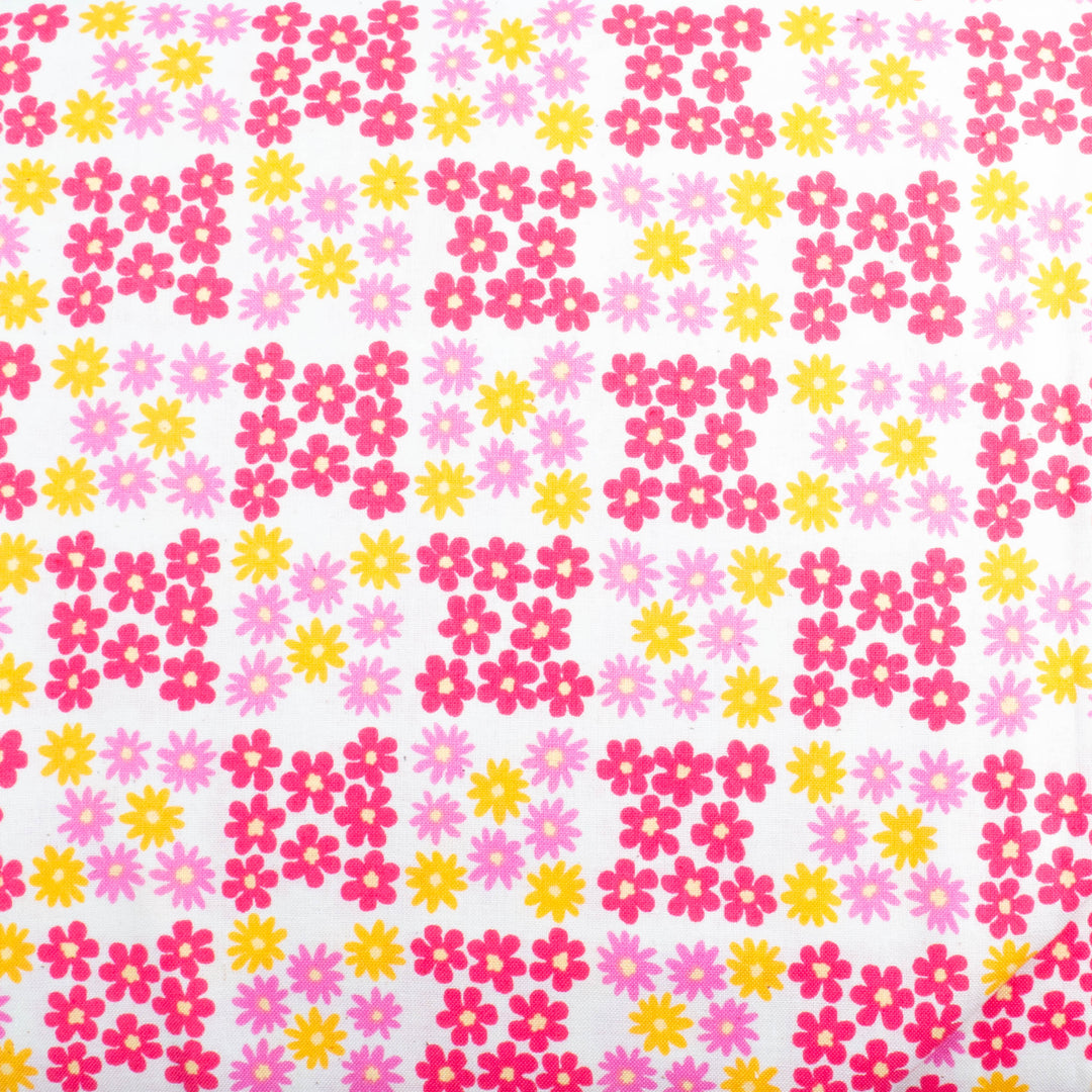 Sevenberry Japanese Cotton Fabric - Floral Checkerboard Red/Pink (SB614-D11)