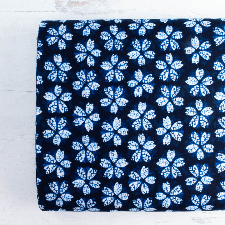 Shibori Blues Cotton Fabric - Sakura (SB57D81)