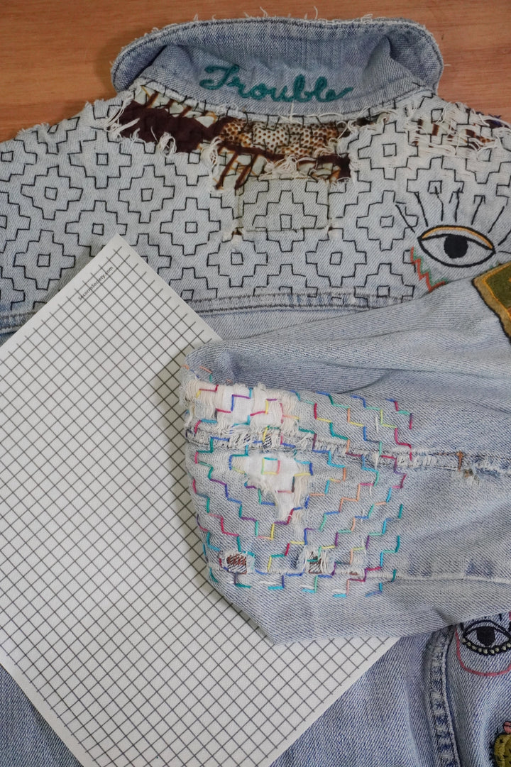 Stick & Stitch Sashiko Mending Patterns - Full Sheet ¼” Grid