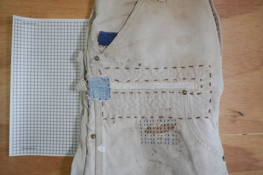 Stick & Stitch Sashiko Mending Patterns - Full Sheet ¼” Grid