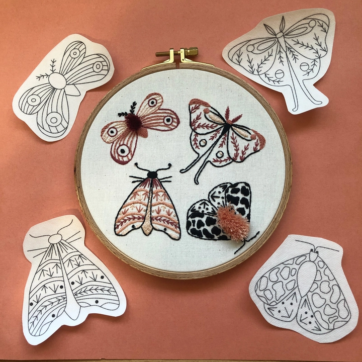 Moths Stick & Stitch Embroidery Patterns