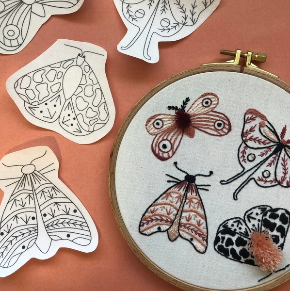 Moths Stick & Stitch Embroidery Patterns