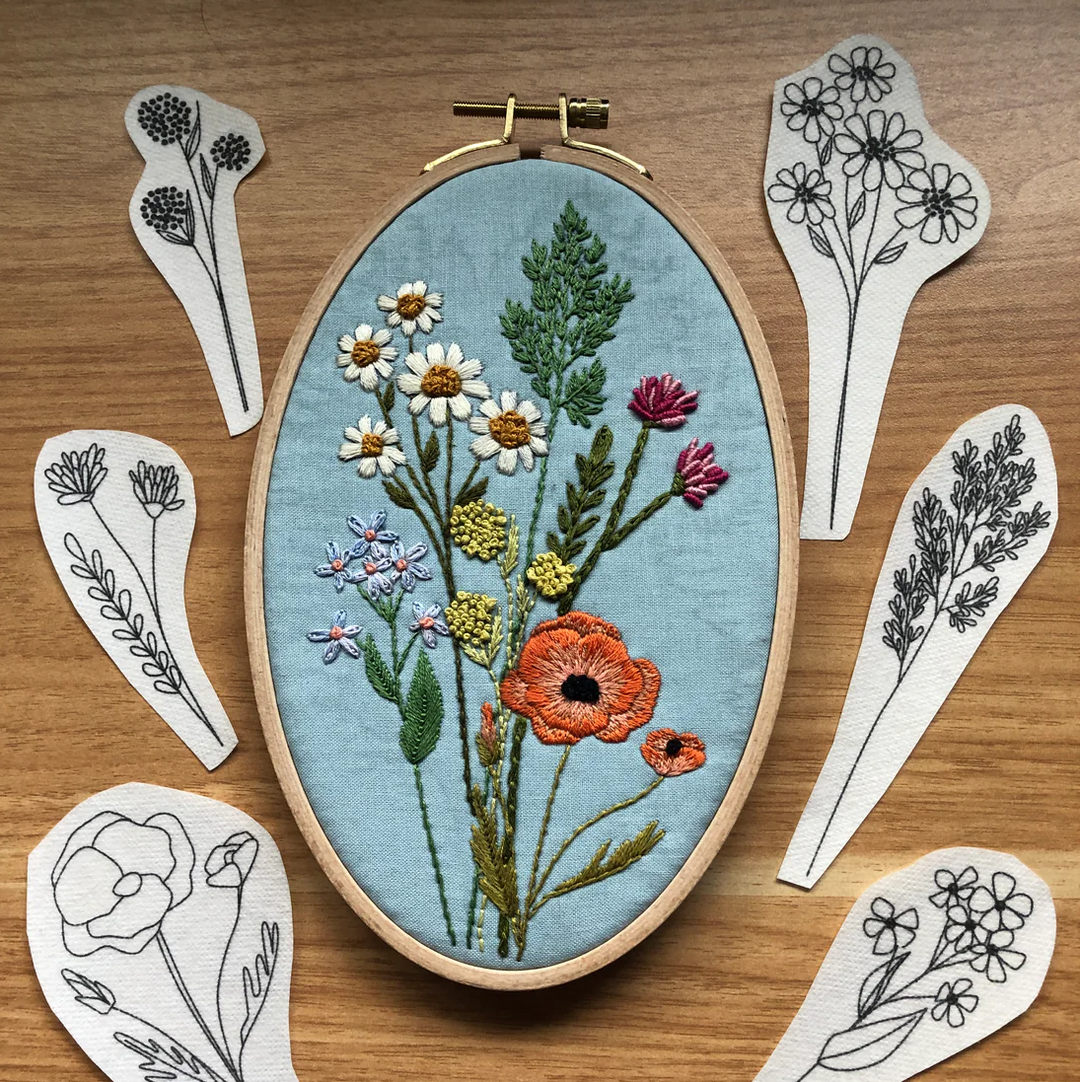 Wildflower Bouquet Stick & Stitch Embroidery Patterns