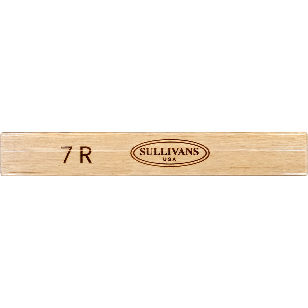 the side of a Sullivans Regular Wooden Stretcher Bar that shows the size 7R burned into the side to show the size