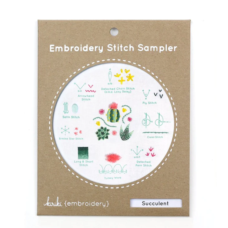 Succulent Embroidery Stitch Sampler