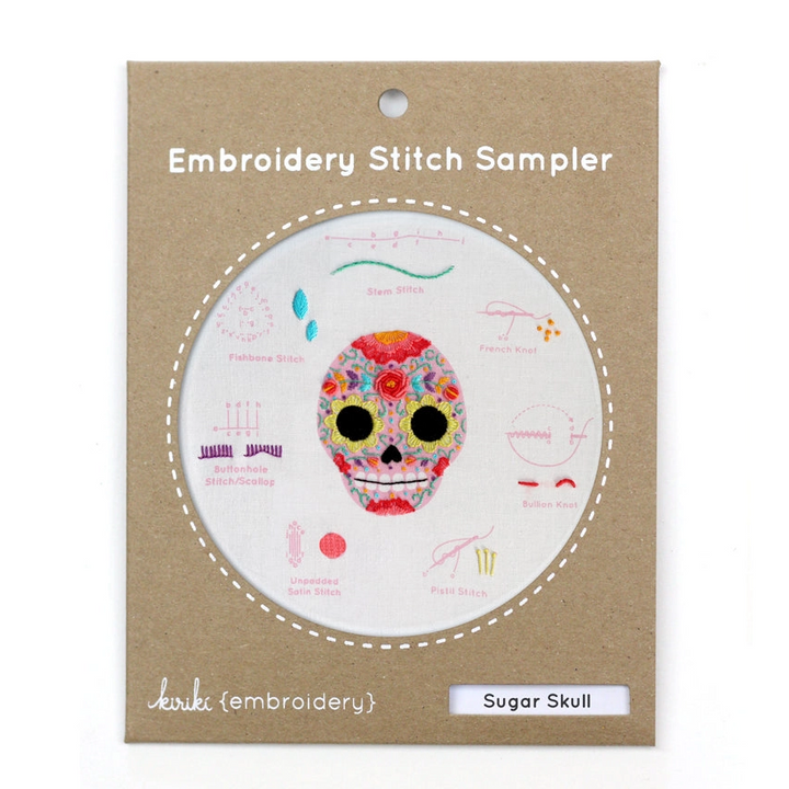Sugar Skull Embroidery Stitch Sampler