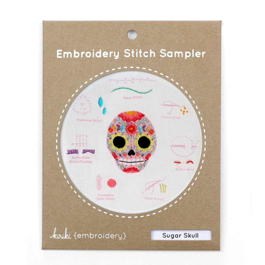 Sugar Skull Embroidery Stitch Sampler