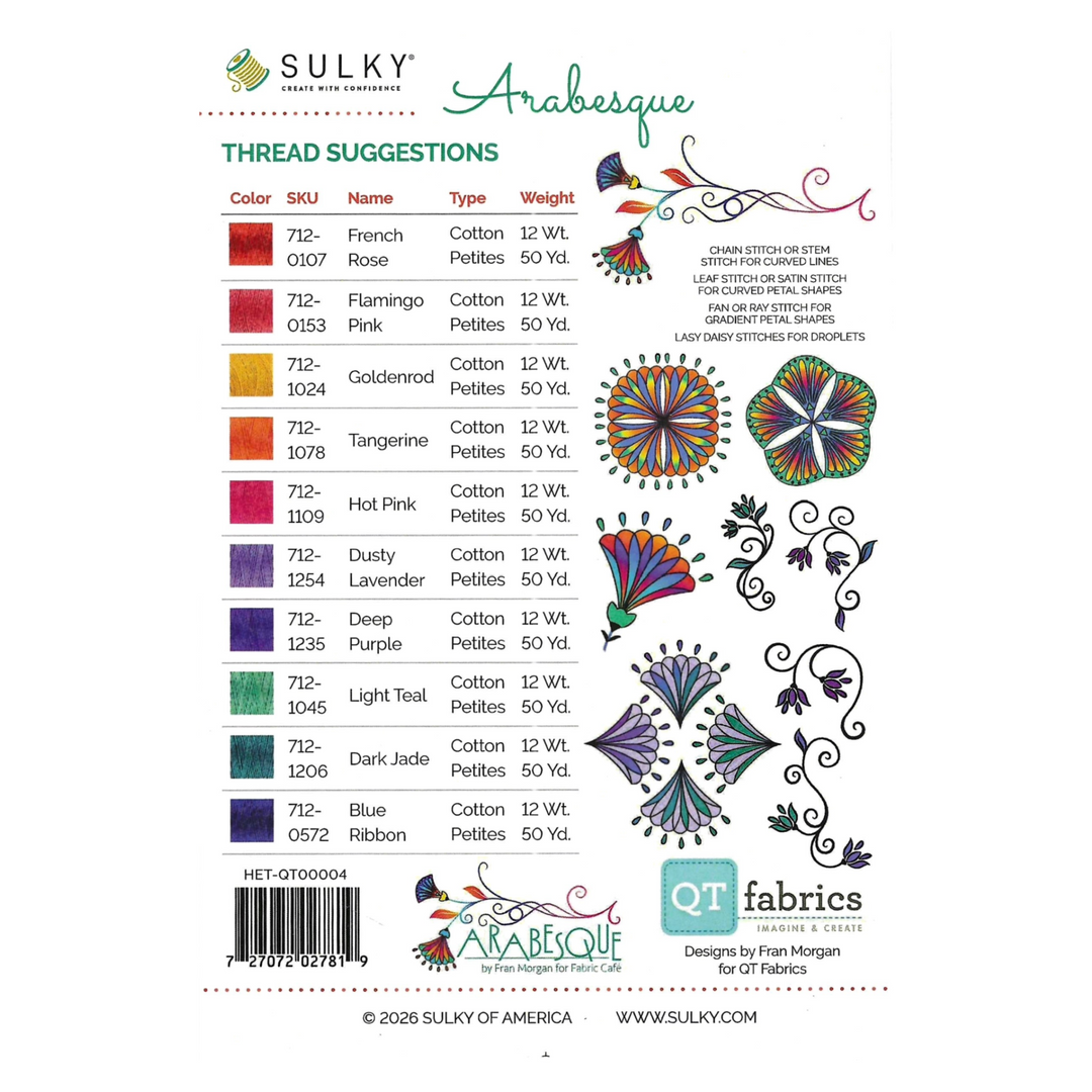 Arabesque Stick & Stitch Embroidery Patterns & Thread Set