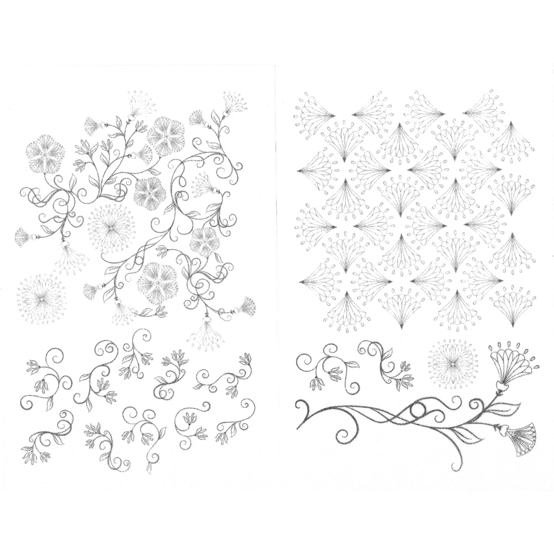 Arabesque Stick & Stitch Embroidery Patterns & Thread Set