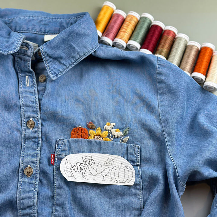 Fall Florals Stick & Stitch Embroidery Patterns & Thread Set