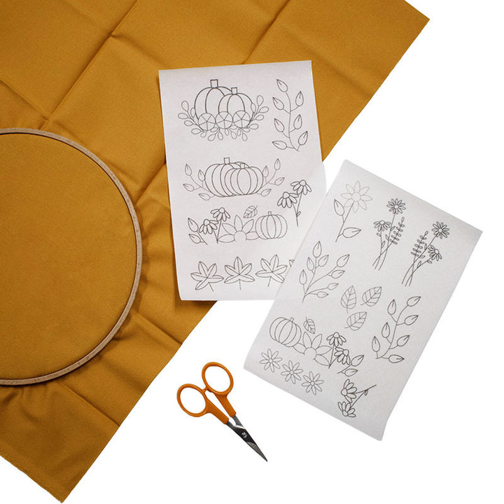 Fall Florals Stick & Stitch Embroidery Patterns & Thread Set