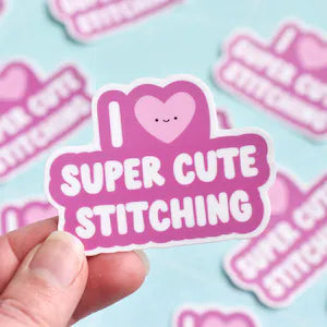 I Love Super Cute Stitching Vinyl Sticker