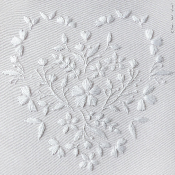 White Heart Embroidery Kit