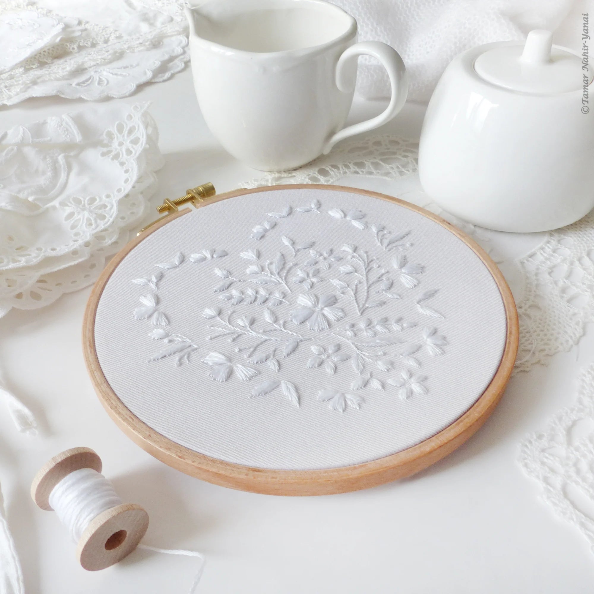 White Heart Embroidery Kit – Snuggly Monkey