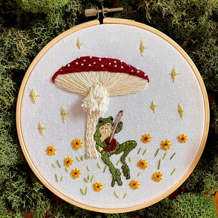 Toadstool Serenade Frog Hand Embroidery Kit