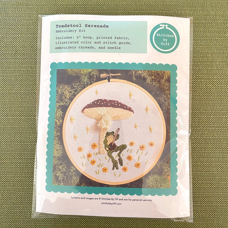 Toadstool Serenade Frog Hand Embroidery Kit