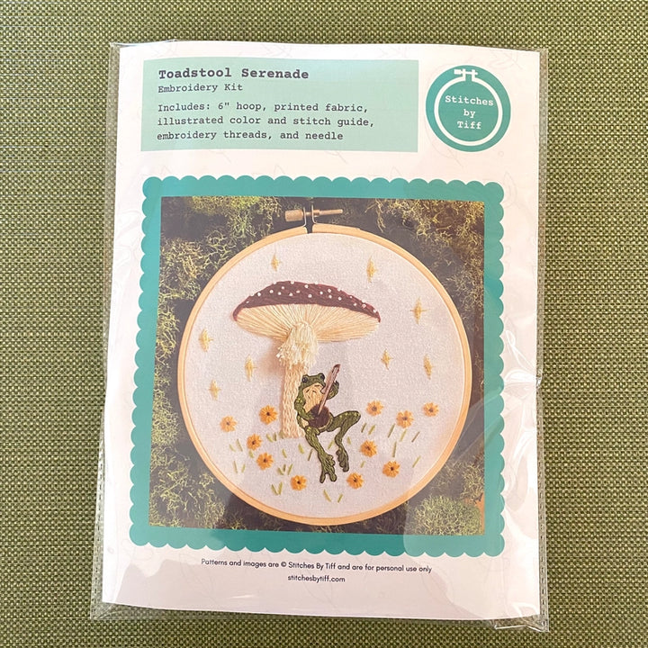 Toadstool Serenade Frog Hand Embroidery Kit