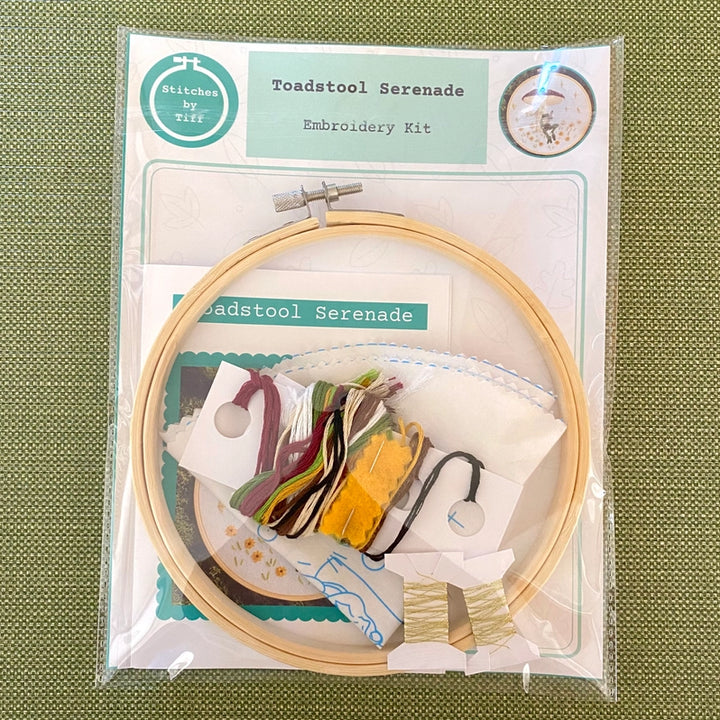 Toadstool Serenade Frog Hand Embroidery Kit