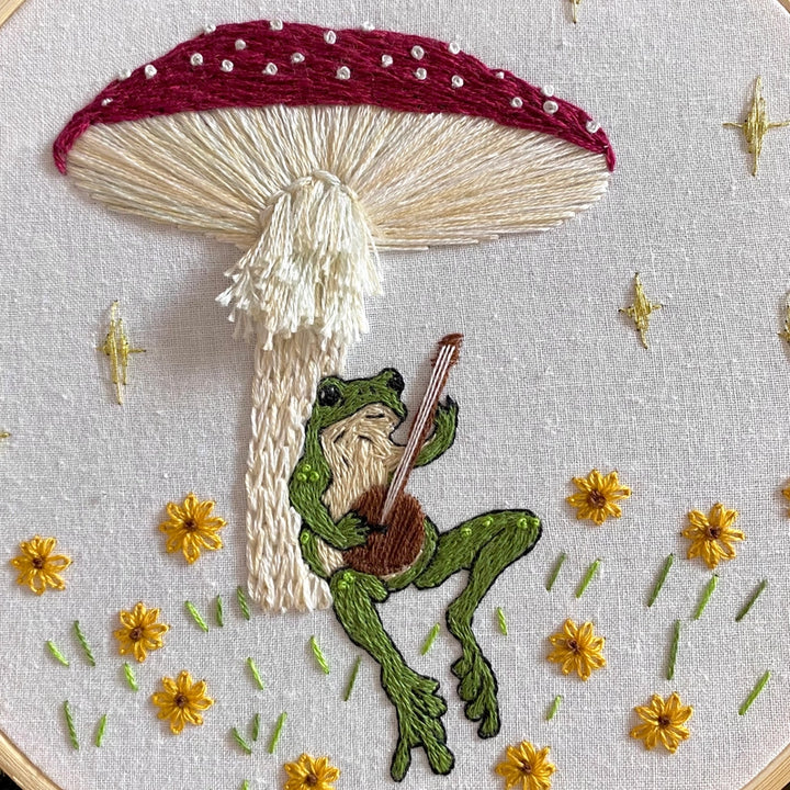 Toadstool Serenade Frog Hand Embroidery Kit