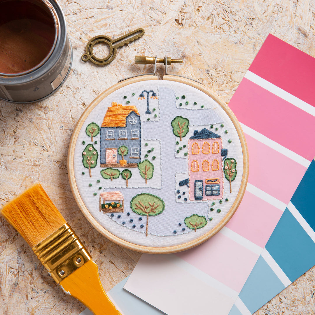 Town Houses Mini Embroidery Kit – Snuggly Monkey