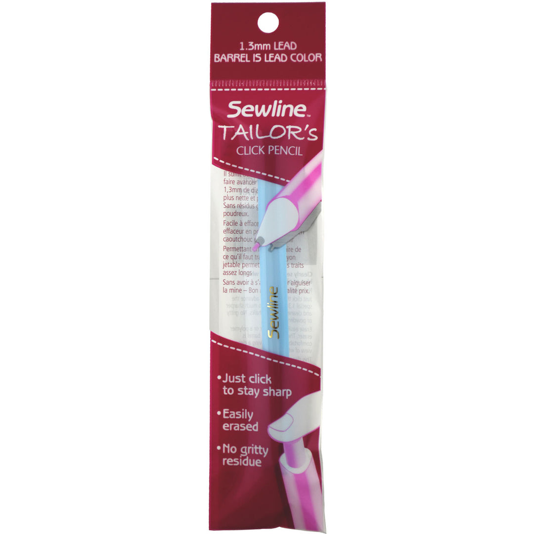 Sewline Fabric Click Pencil in packaging with a Blue barrel pencil