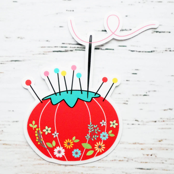 Vintage Tomato Pincushion Vinyl Sticker