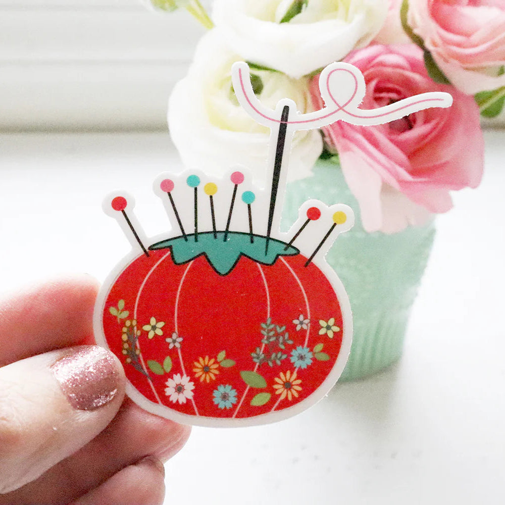 Vintage Tomato Pincushion Vinyl Sticker