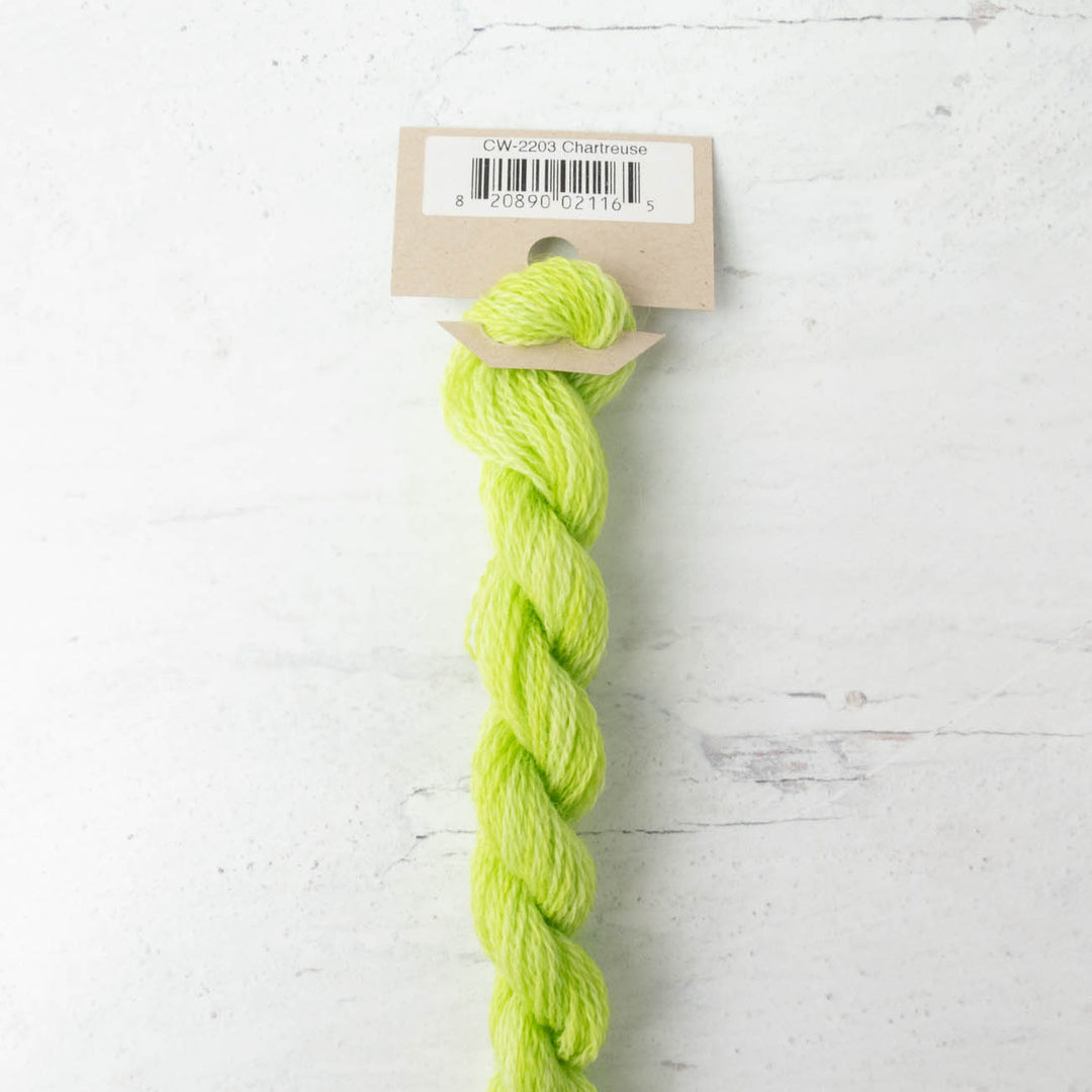 Hand Over Dyed Crewel Wool Yarn - Chartreuse (2203)