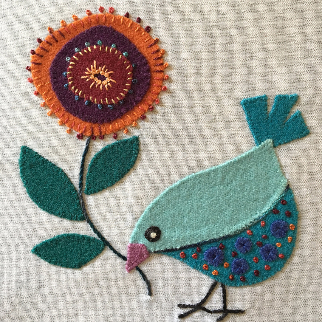 Wendy Williams Wool Applique Pack - Aqua Little Bird