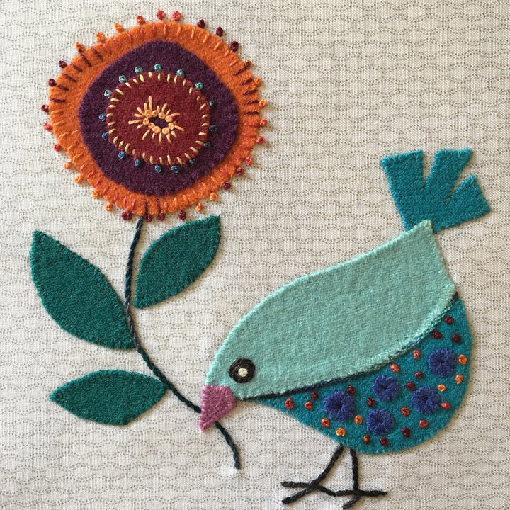Wendy Williams Wool Applique Pack - Aqua Little Bird