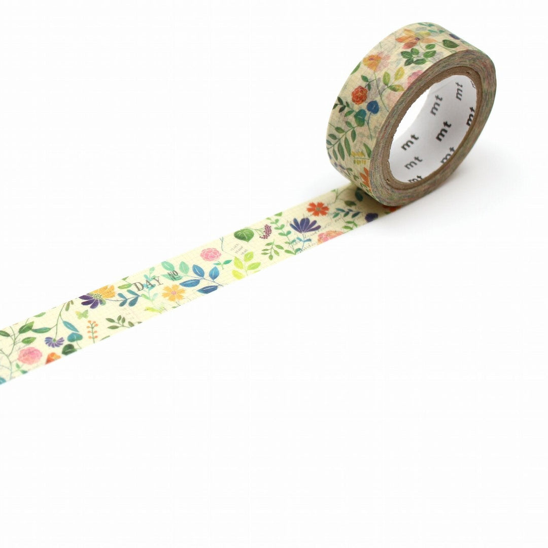 Watercolor flowers washi tape on white background